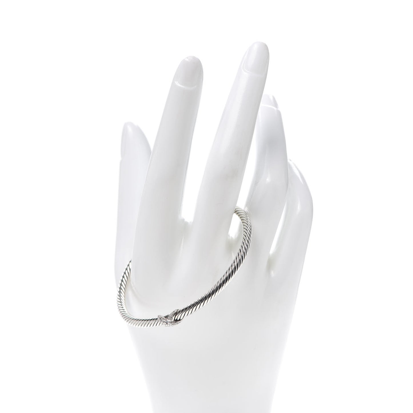 Sterling Silver Diamond 4mm X Cable Bracelet