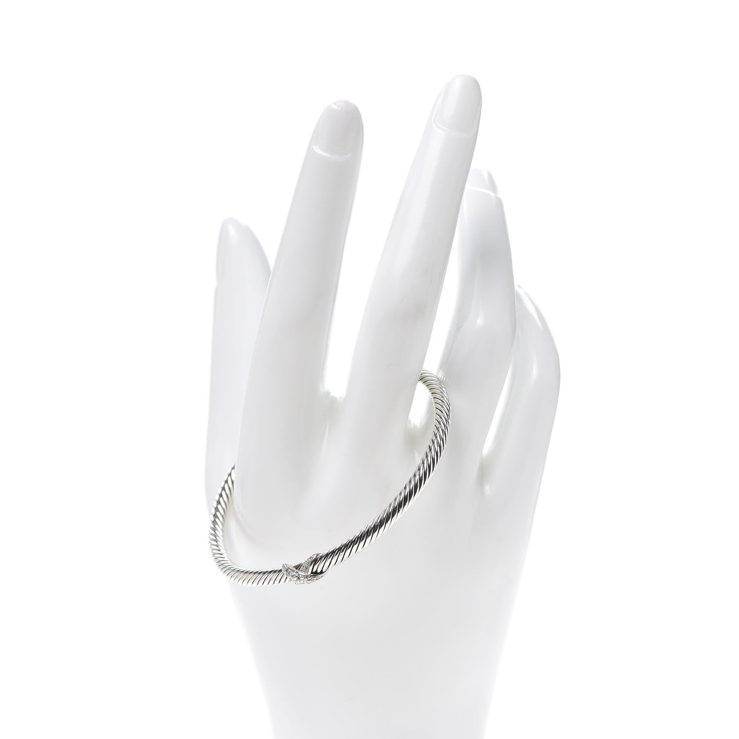 David Yurman Sterling Silver Diamond 4mm X Cable Bracelet 2 of 6