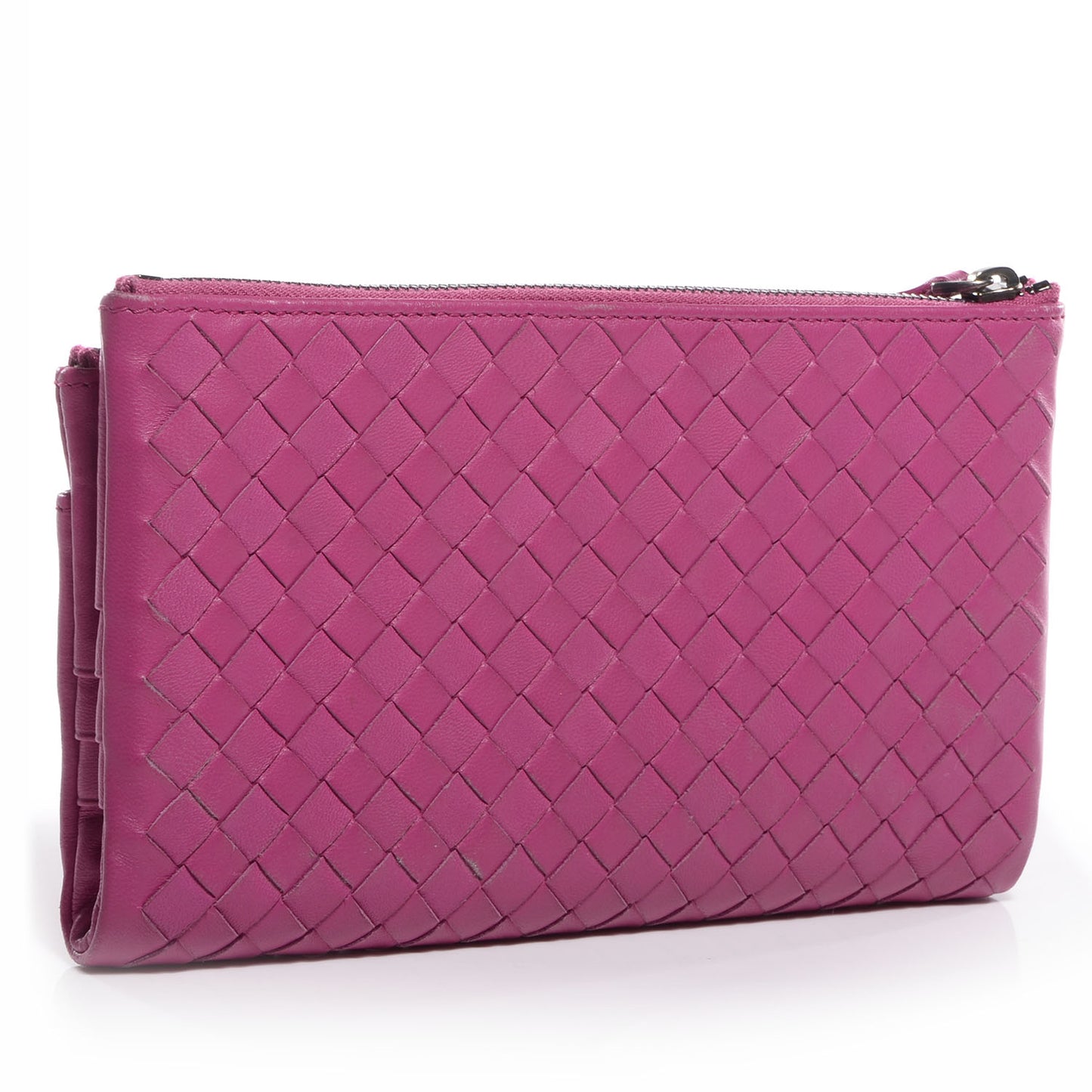 Nappa Intrecciato Double Zip Clutch Wallet Ametista