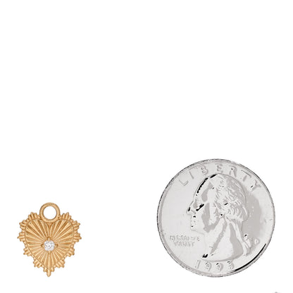 Foundrae 18K Yellow Gold Diamond Miniature Heart Medallion Pendant 2 of 4