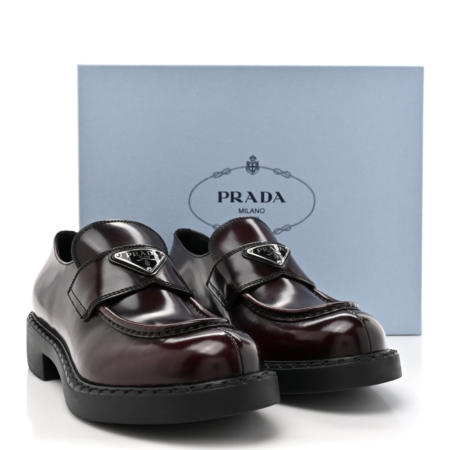 Spazzolato Metal Triangle Logo 50mm Loafers 39.5 Cordovan