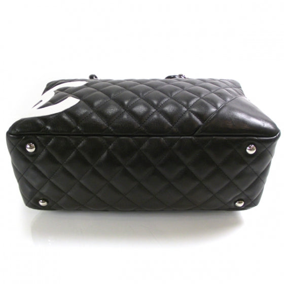 Chanel Calfskin Quilted Large Cambon Bowler Black White 4 of 11