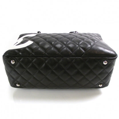 Chanel Calfskin Quilted Large Cambon Bowler Black White 4 of 11