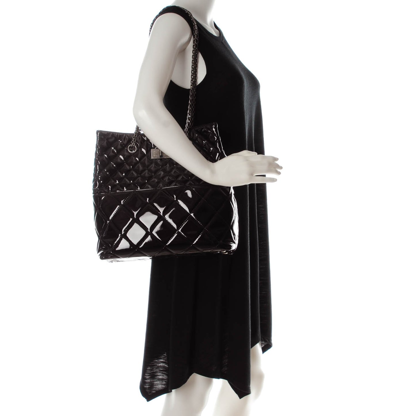 Patent Quilted Small Reissue 2.55 Tote Dark Burgundy