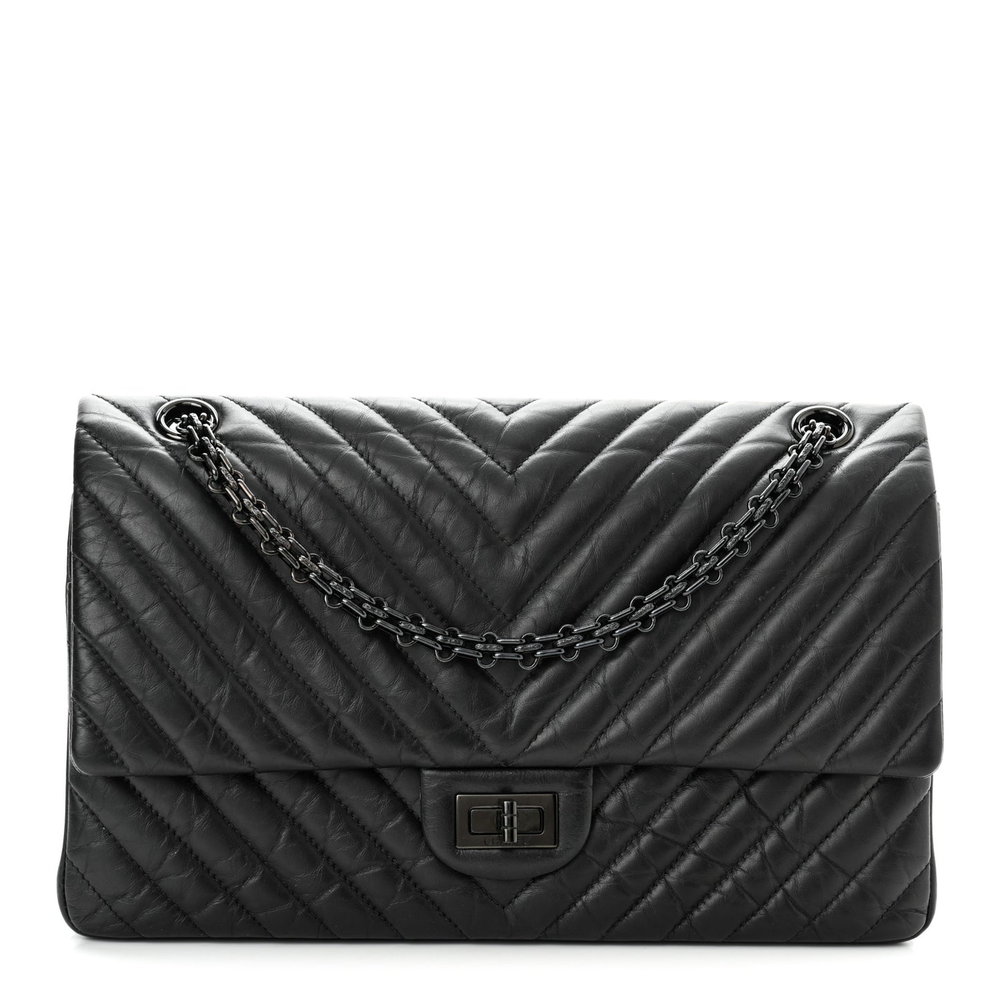 Aged Calfskin Chevron Quilted 2.55 Reissue 226 So Black