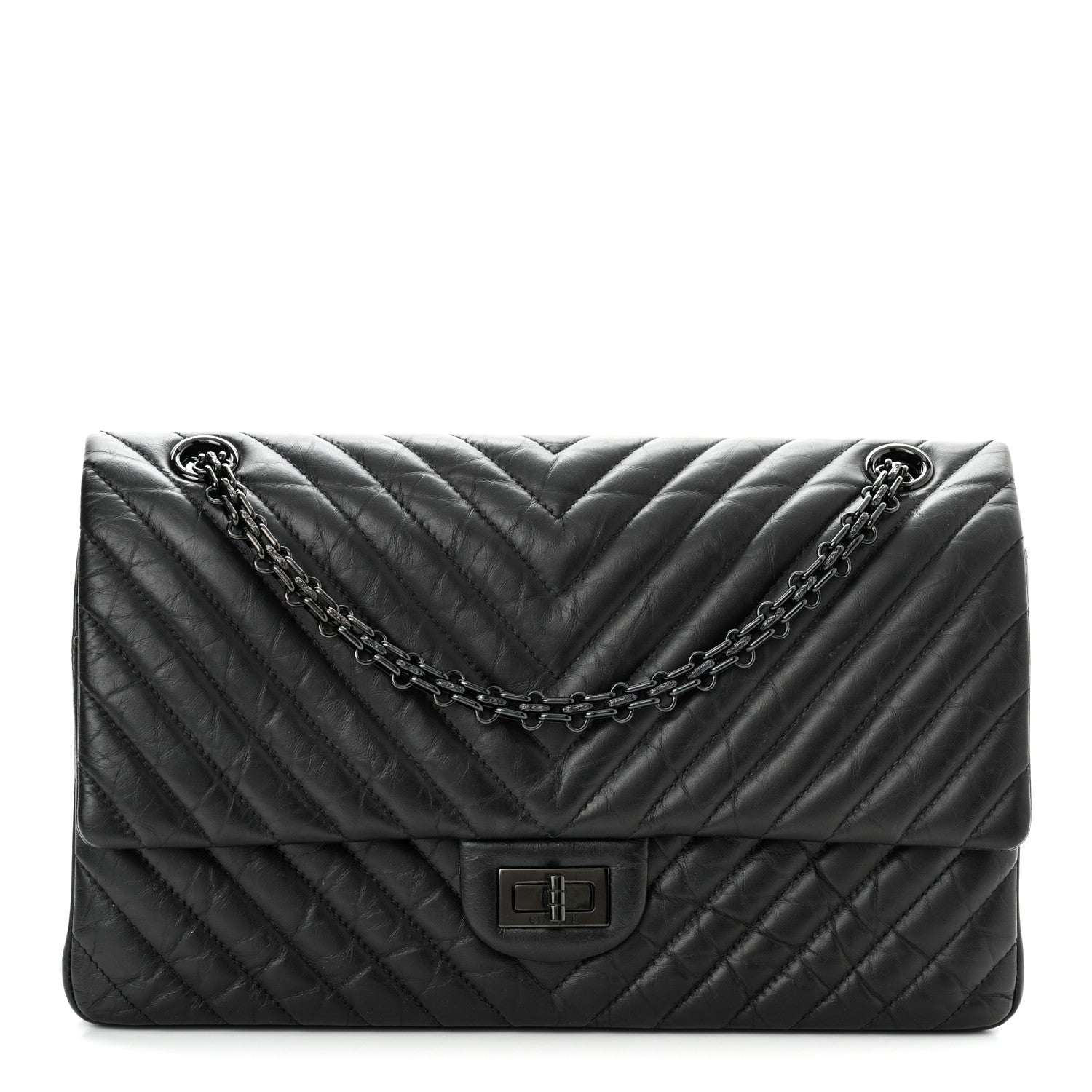Chanel Aged Calfskin Chevron Quilted 2.55 Reissue 226 So Black 1 of 11