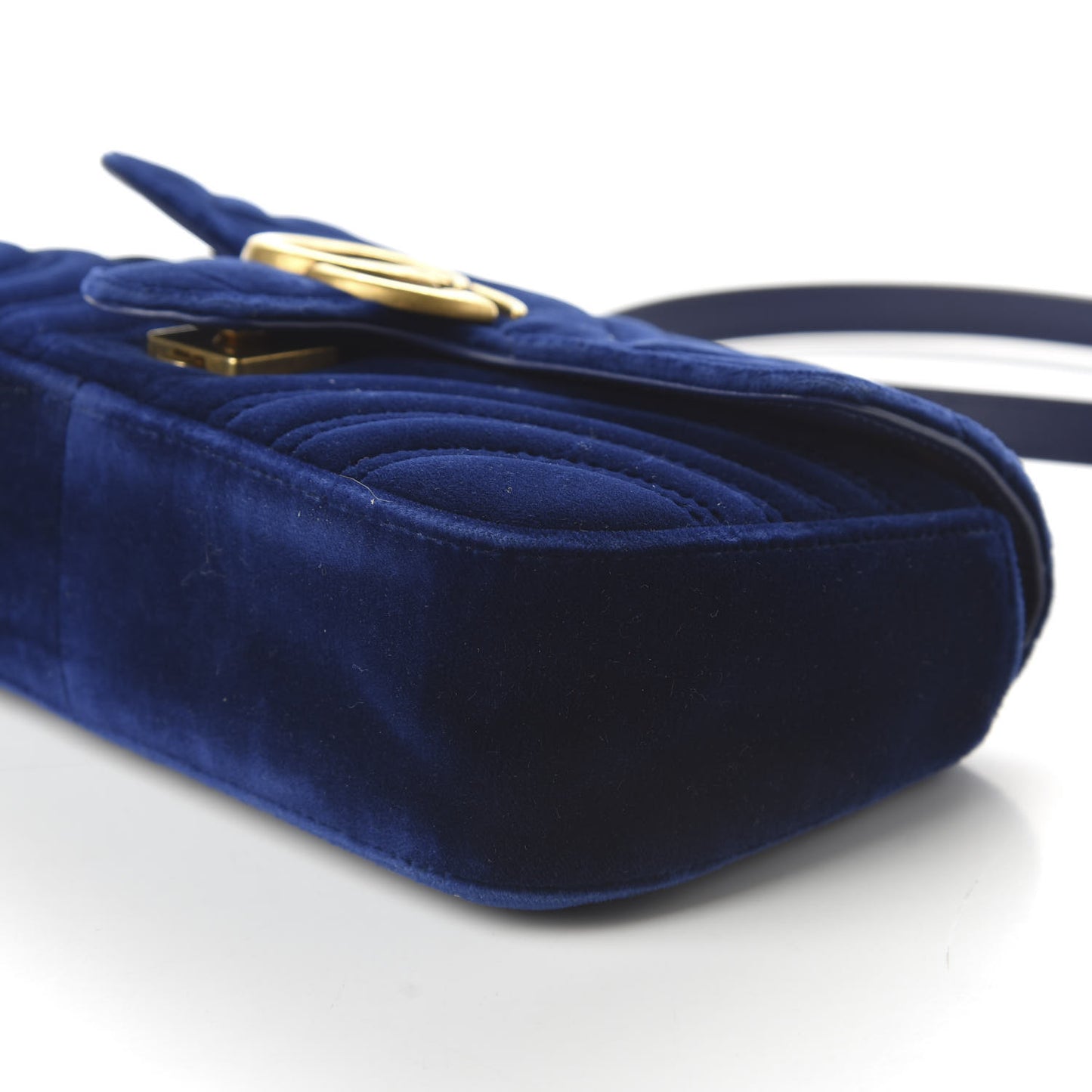 Velvet Matelasse Mini GG Marmont Shoulder Bag Cobalt Blue