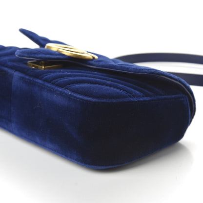 Gucci Velvet Matelasse Mini GG Marmont Shoulder Bag Cobalt Blue 7 of 10