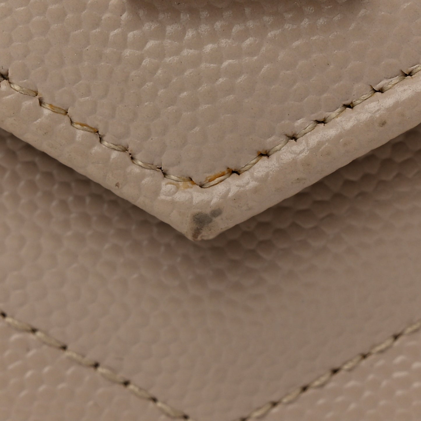 Grain De Poudre Matelasse Chevron Monogram Envelope Chain Wallet Dark Beige