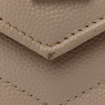 Saint Laurent Grain De Poudre Matelasse Chevron Monogram Envelope Chain Wallet Dark Beige 12 of 16