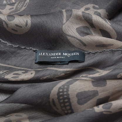 Alexander McQueen Silk Chiffon Skull Scarf Grey 3 of 4