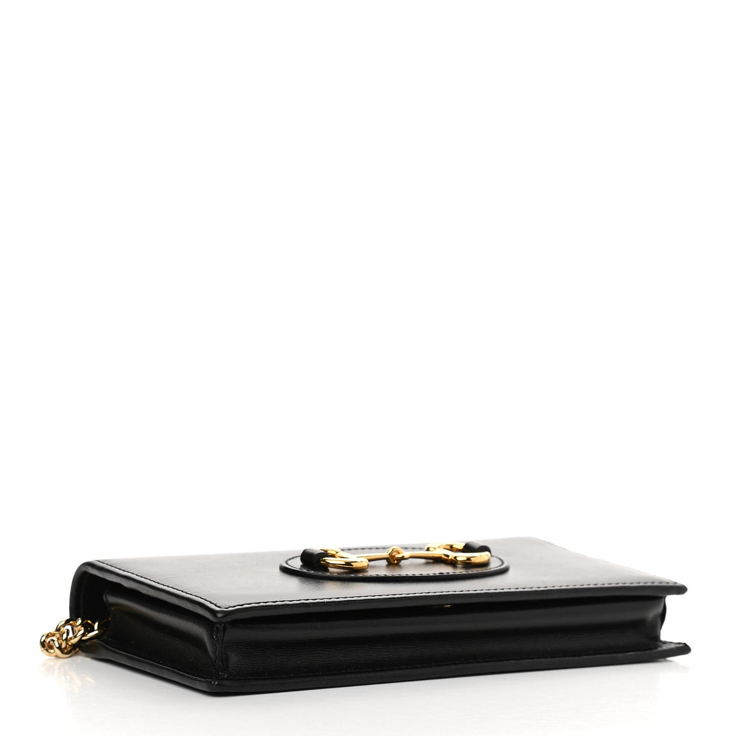 Boarded Plutone Calfskin Horsebit 1955 Wallet On Chain Black
