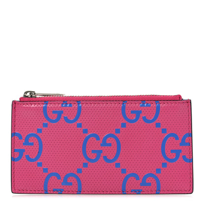 Gucci Calfskin GG Tennis Bi-Color Embossed Zip Wallet Modern Fucsia Modern Blue 1 of 8