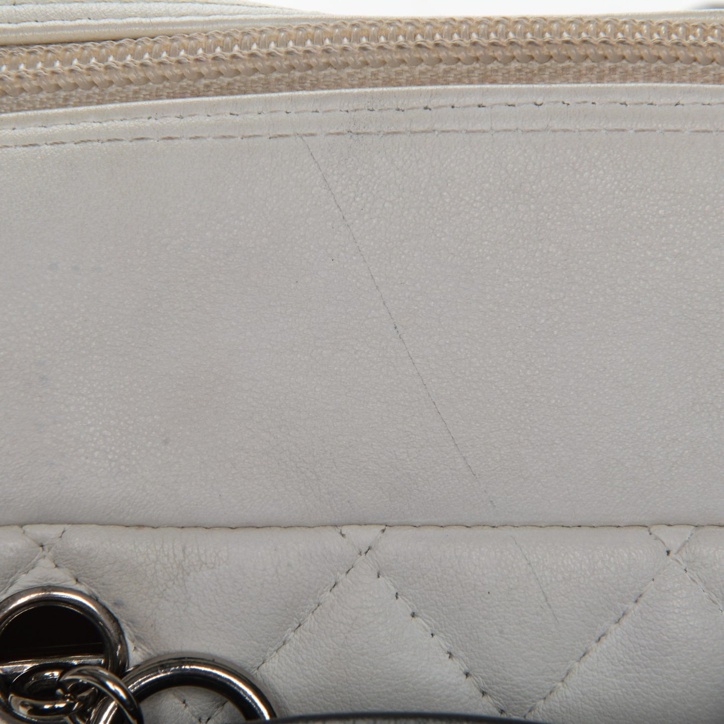 Calfskin Quilted Large Cambon Bowler White Black