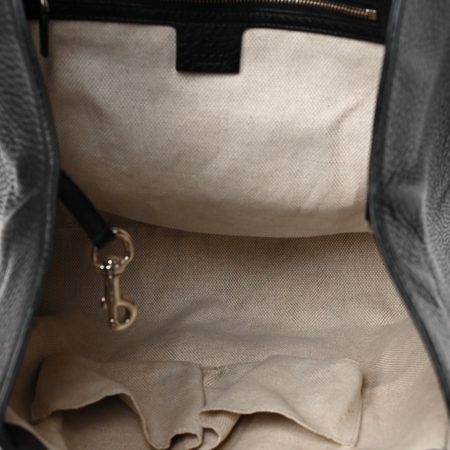Pebbled Calfskin Medium Soho Shoulder Bag Black