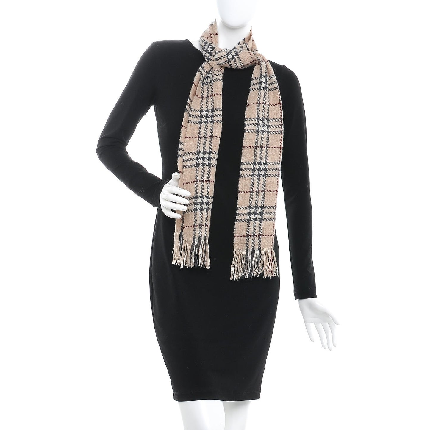 Merino Wool Check Scarf Camel
