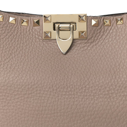 Valentino Garavani Pebbled Calfskin Small Rockstud Flip Lock Hobo Poudre 8 of 18