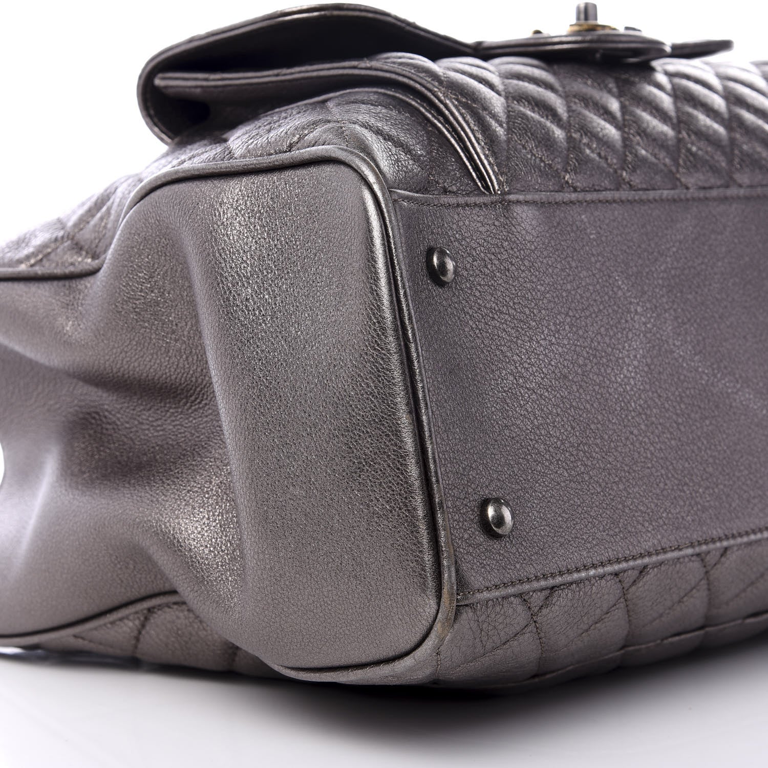 Chanel Metallic Grained Calfskin Quilted Large Casual Pocket Tote Silver 6 of 8