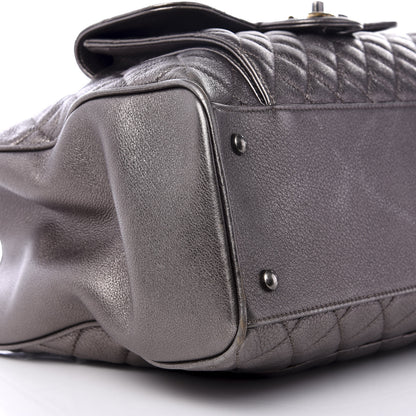 Chanel Metallic Grained Calfskin Quilted Large Casual Pocket Tote Silver 6 of 8