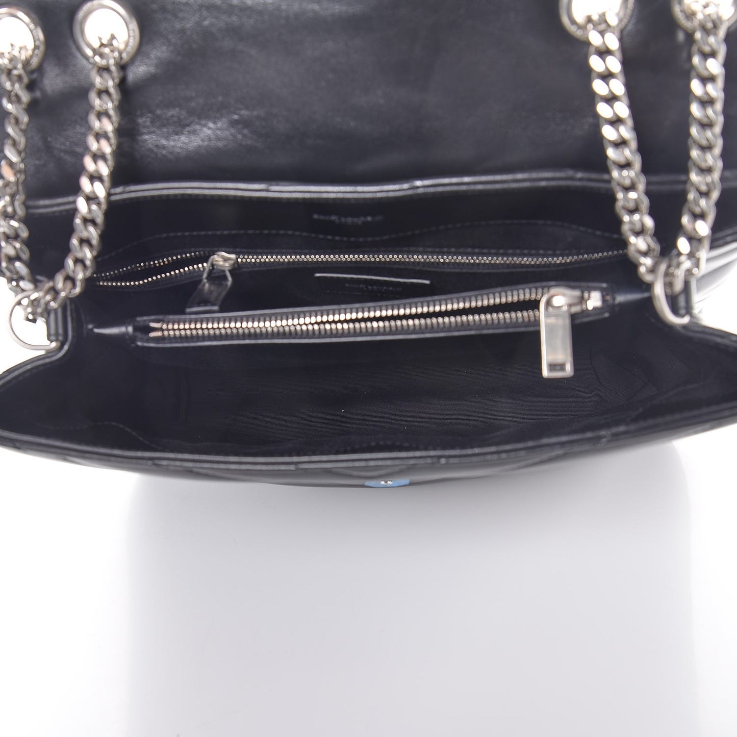 Calfskin Y Quilted Monogram Medium Loulou Chain Satchel Black