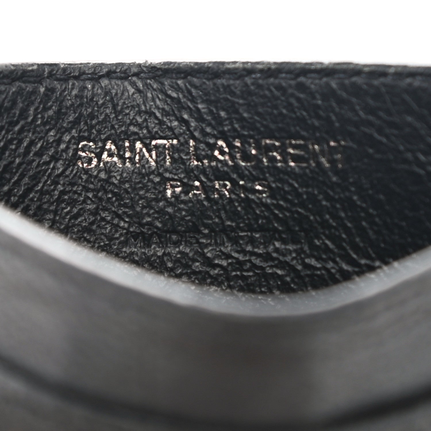 Saint Laurent Calfskin Crocodile Embossed Monogram Credit Card Case Black 6 of 10