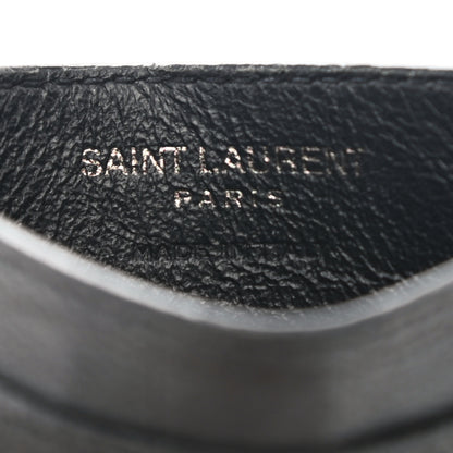 Saint Laurent Calfskin Crocodile Embossed Monogram Credit Card Case Black 6 of 10