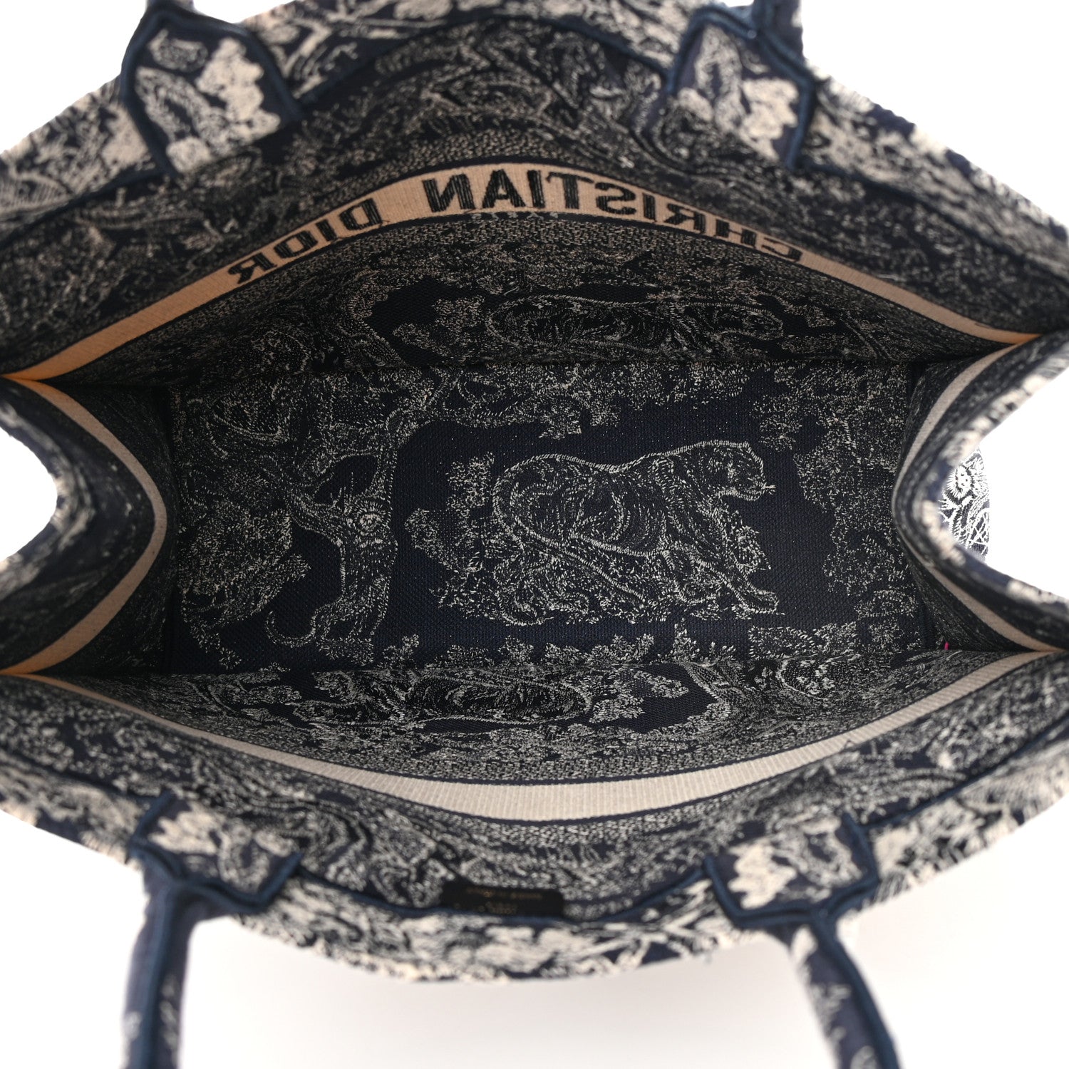 Christian Dior Canvas Embroidered Large Dioriviera Toile De Jouy Reverse Book Tote Blue 5 of 15