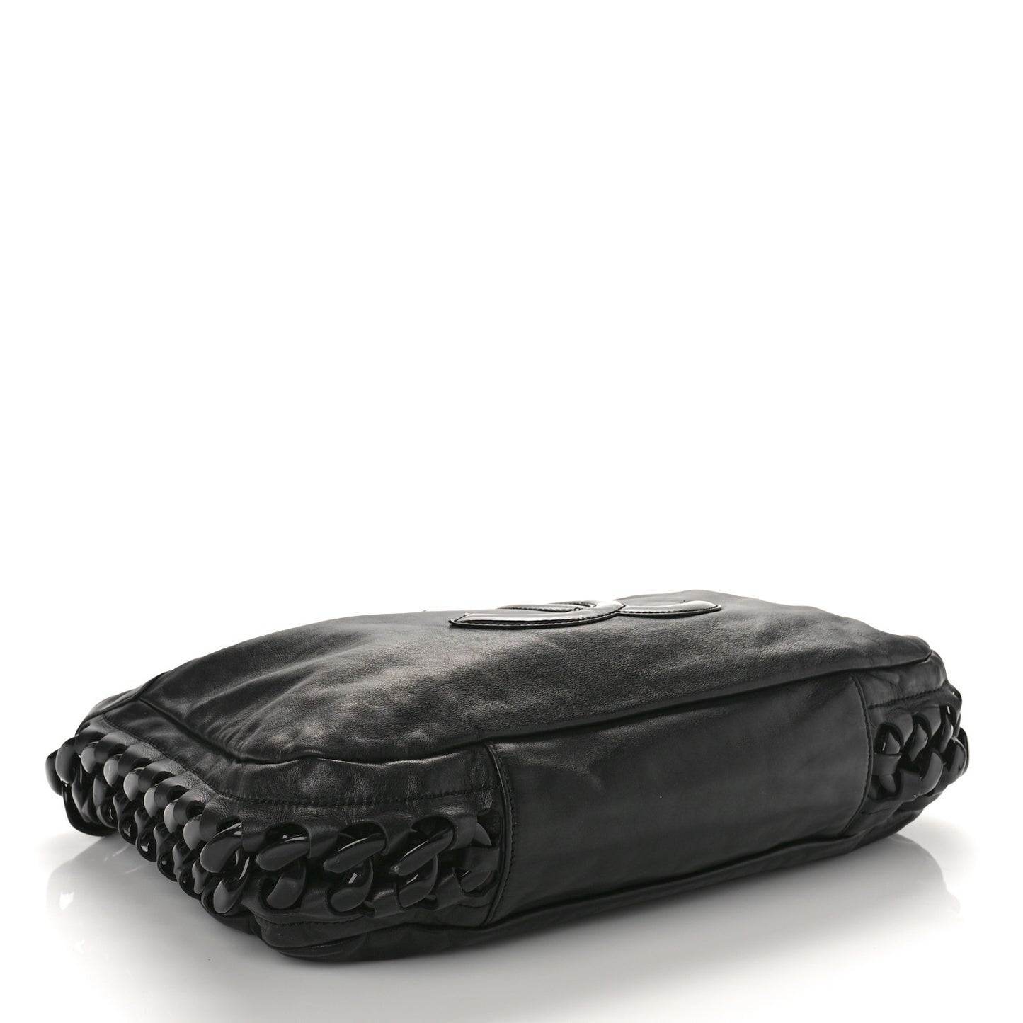 Calfskin Modern Chain Rhodoid Hobo Black