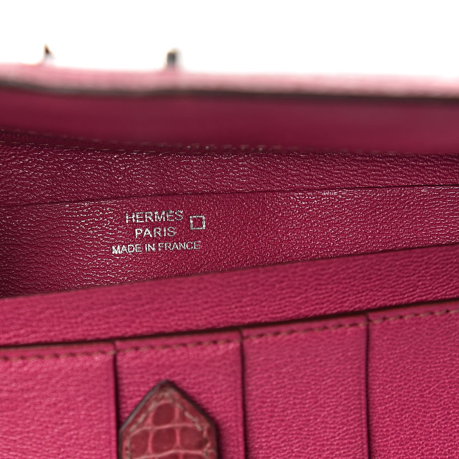 Hermes Shiny Alligator Bearn Wallet Fuchsia 6 of 9