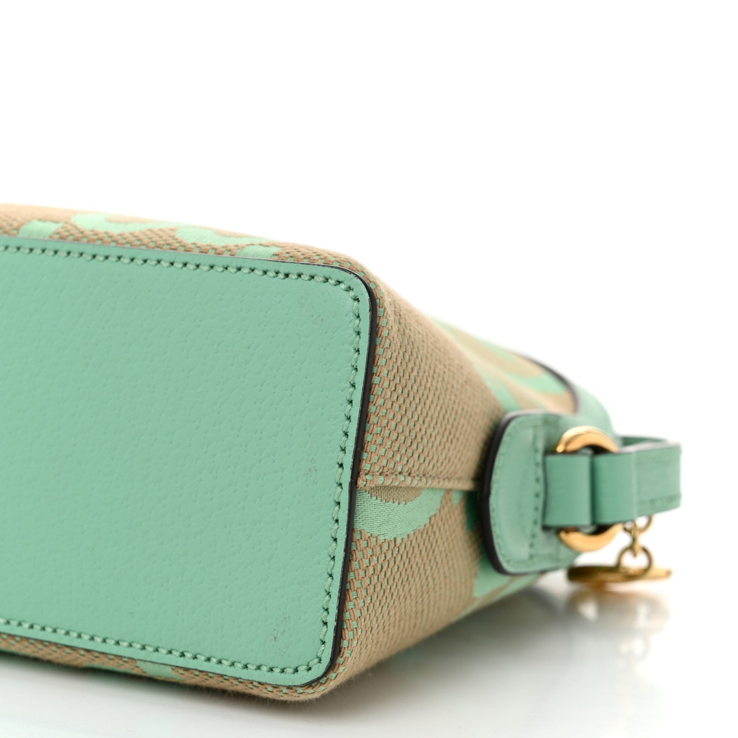 Gucci Monogram Jumbo GG Textured Dollar Calfskin Small Ophidia Dome Shoulder Bag Beige Pepperlight Mint 10 of 11