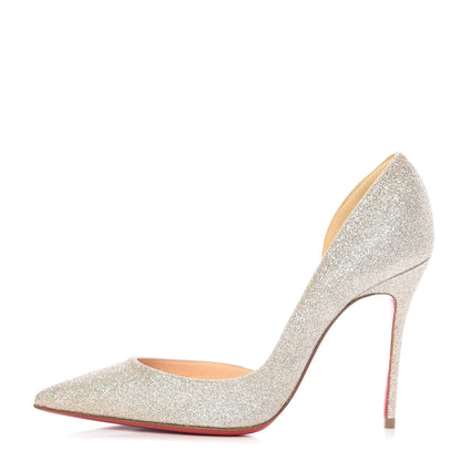 Christian Louboutin Glitter Mini Specchio Iriza 100 Pumps 36.5 Ivory Havana Beige 1 of 9
