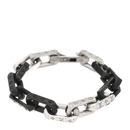 Louis Vuitton Metal Monogram Chain Bracelet Silver Black 1 of 5