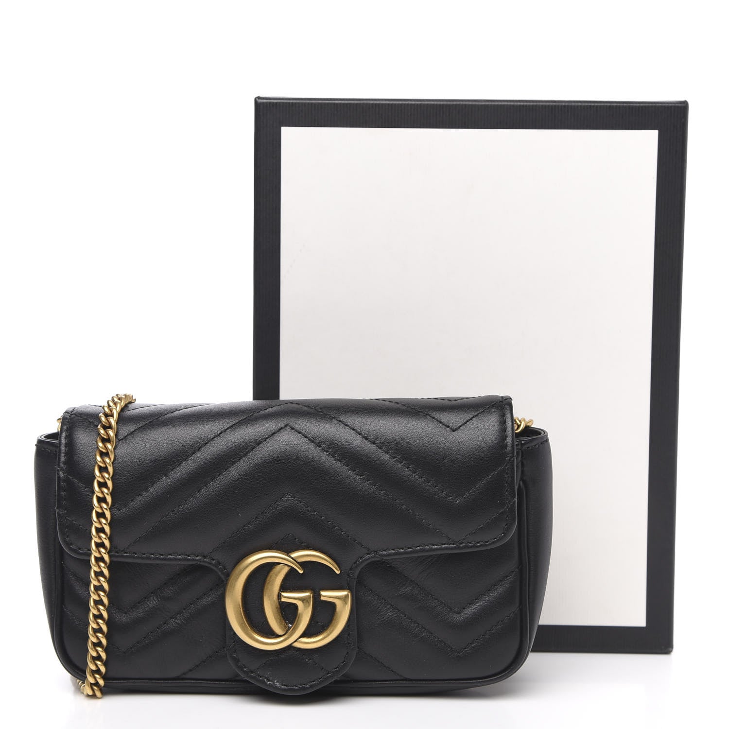 Gucci Calfskin Matelasse Super Mini GG Marmont Shoulder Bag Black 13 of 13