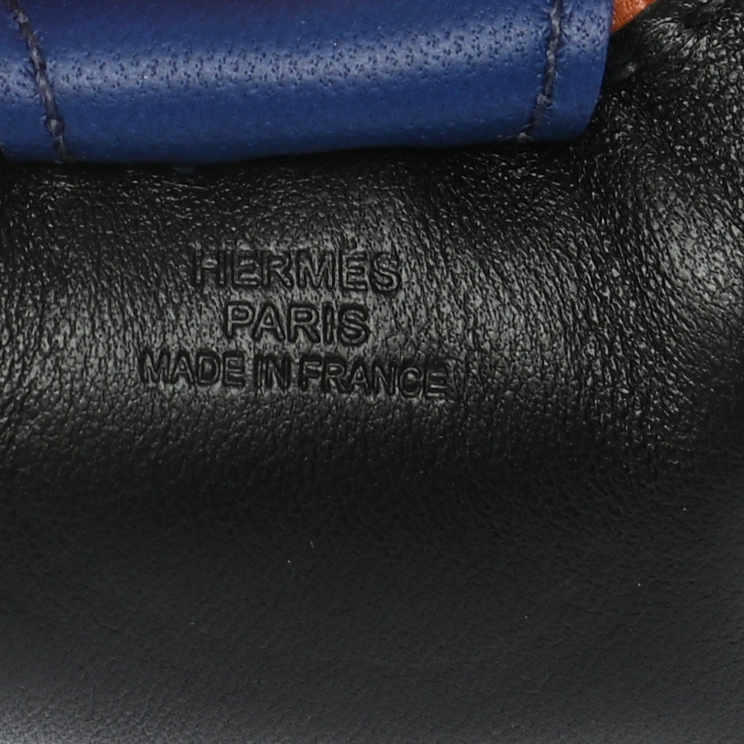 Hermes Milo Lambskin Grigri Rodeo Horse Bag Charm GM Black Bleu Saphir Gold 3 of 4
