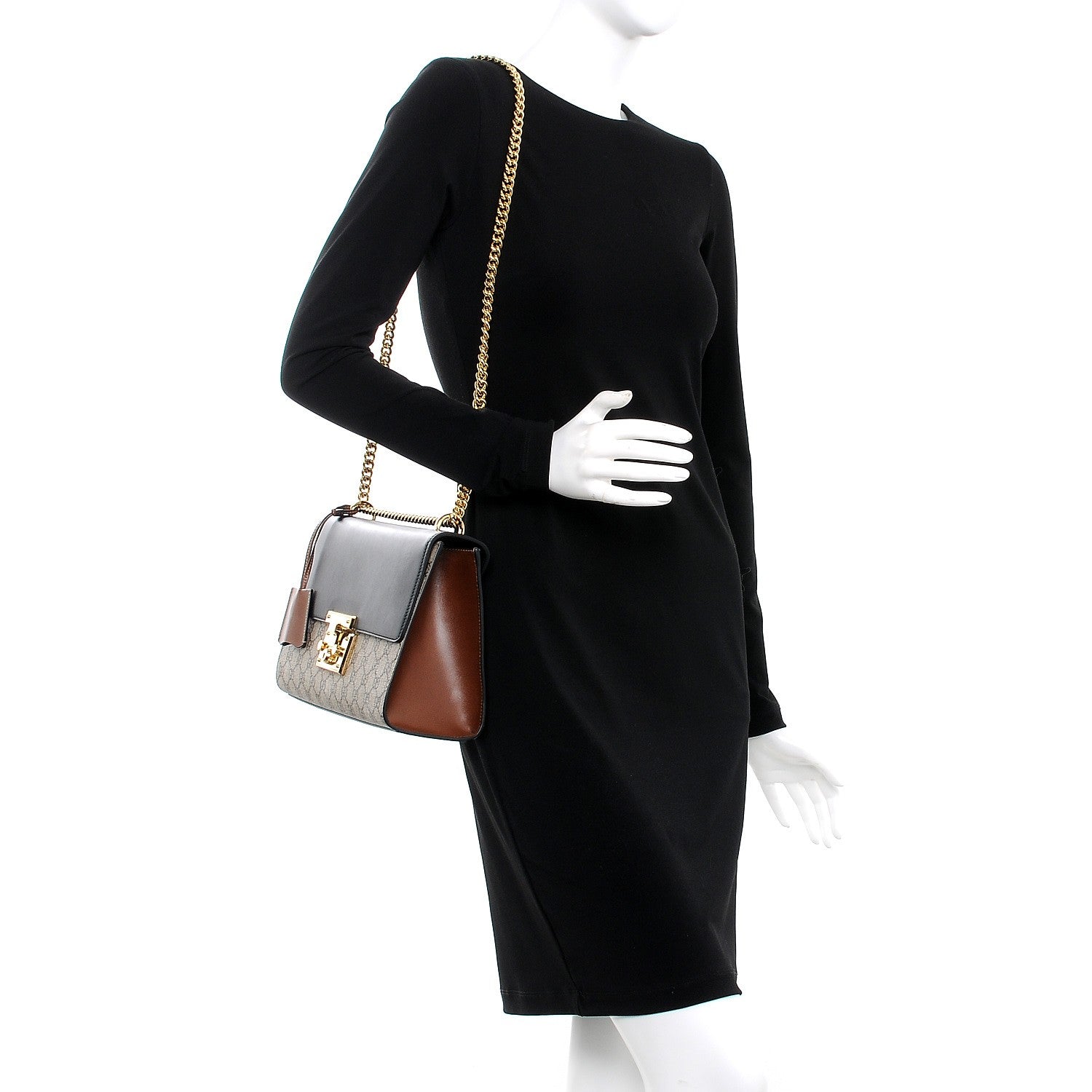 Gucci GG Supreme Monogram Calfskin Medium Padlock Shoulder Bag Beige Black Cuir 2 of 7