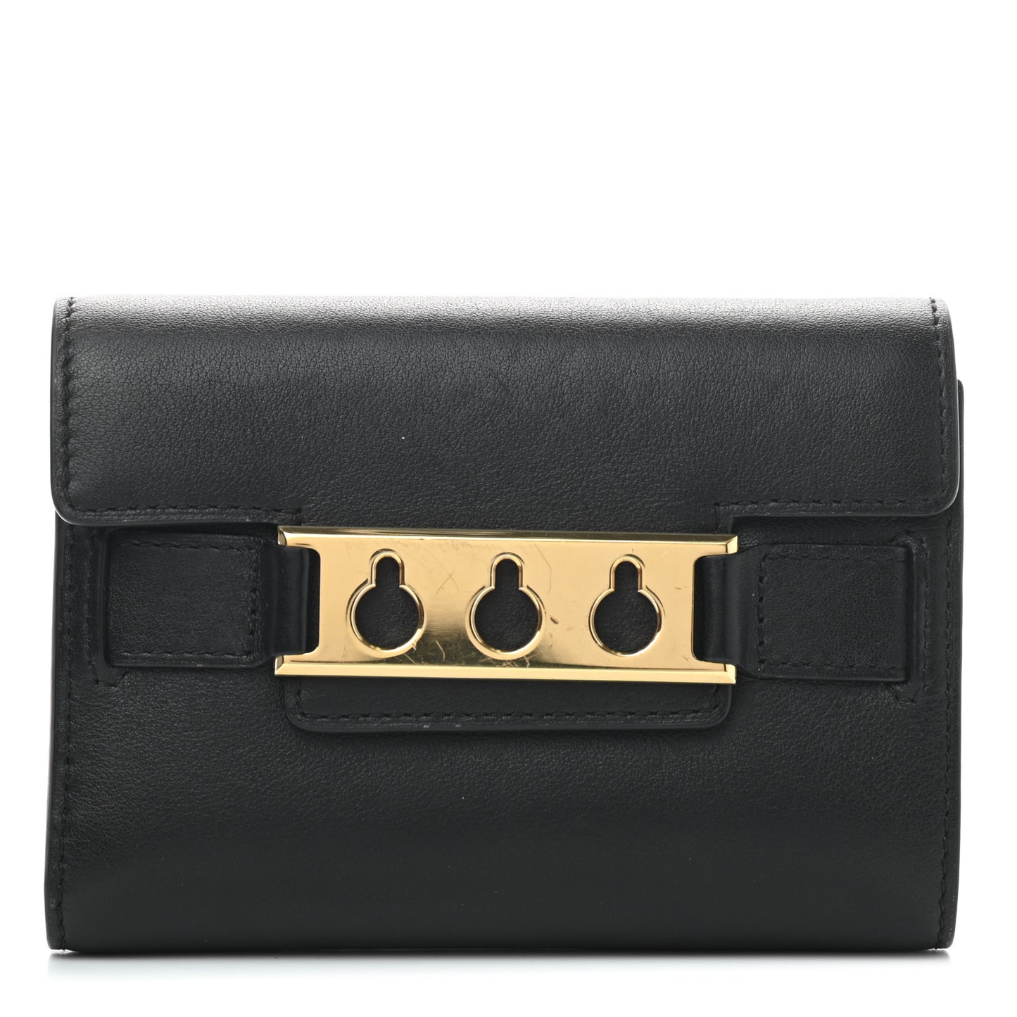 Joy Calfskin Tempête Compact Wallet Black