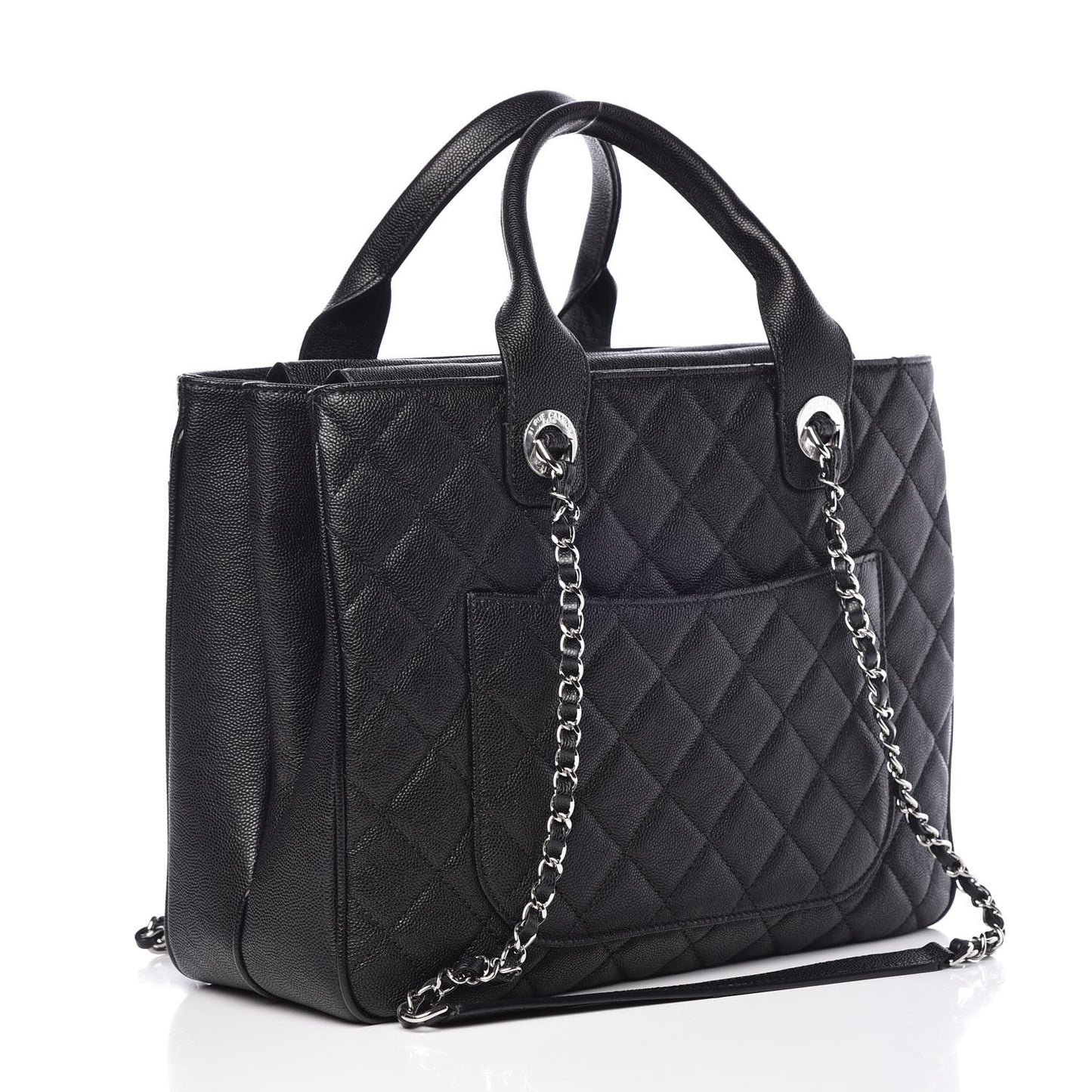 Caviar Quilted Urban Companion Top Handle Shopping Tote Black