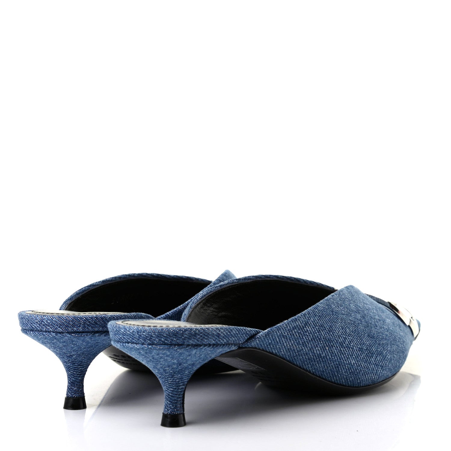 Balenciaga Japanese Vintage Denim BB Knife Pointed Toe 40mm Mules 38.5 Light Blue 4 of 12