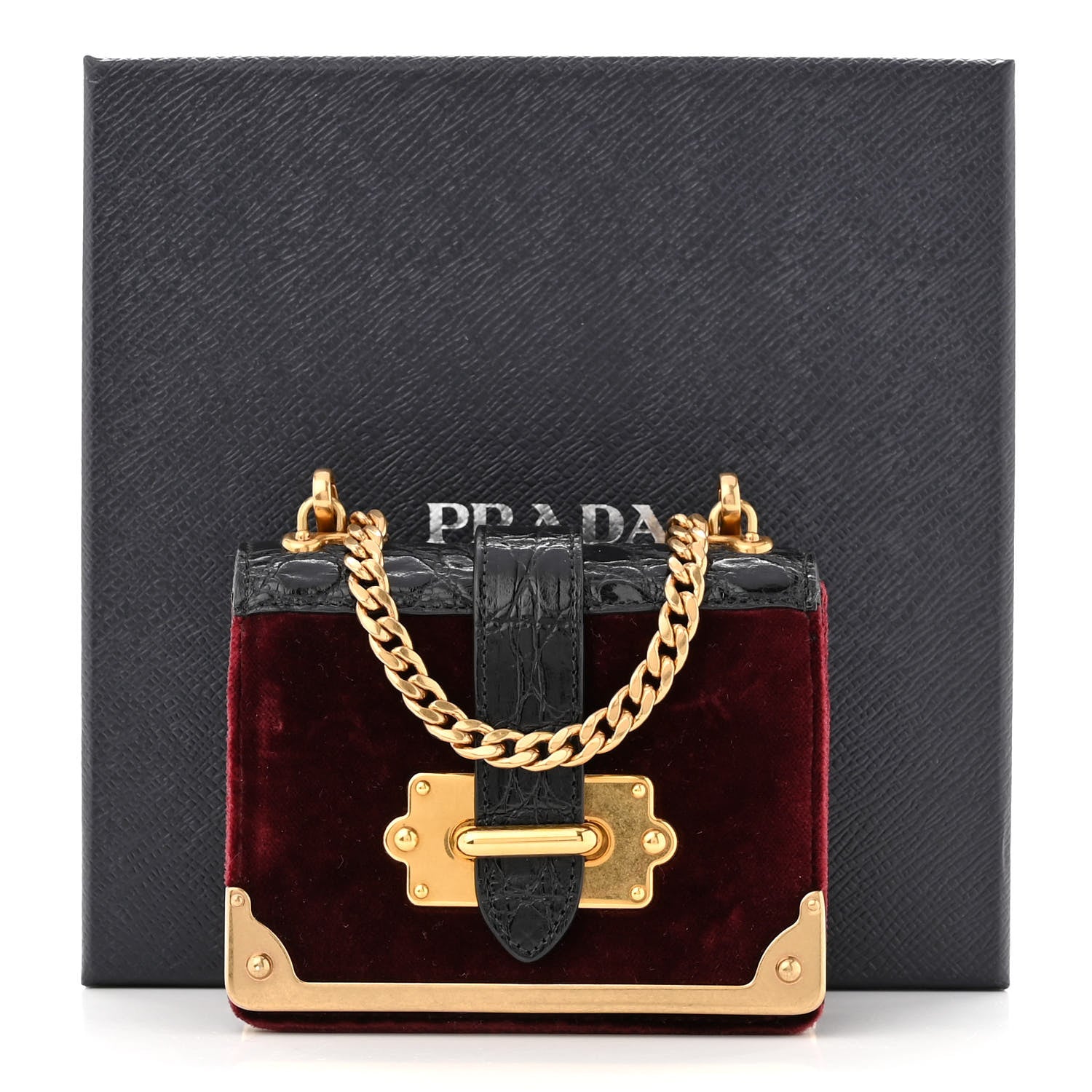 Prada Velvet Crocodile Micro Cahier Bag Ribes Black 12 of 12