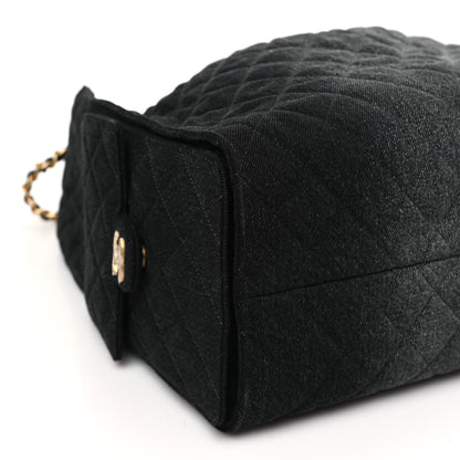 Chanel Washed Denim Quilted Medium Chanel 25 Handbag Black 10 of 11