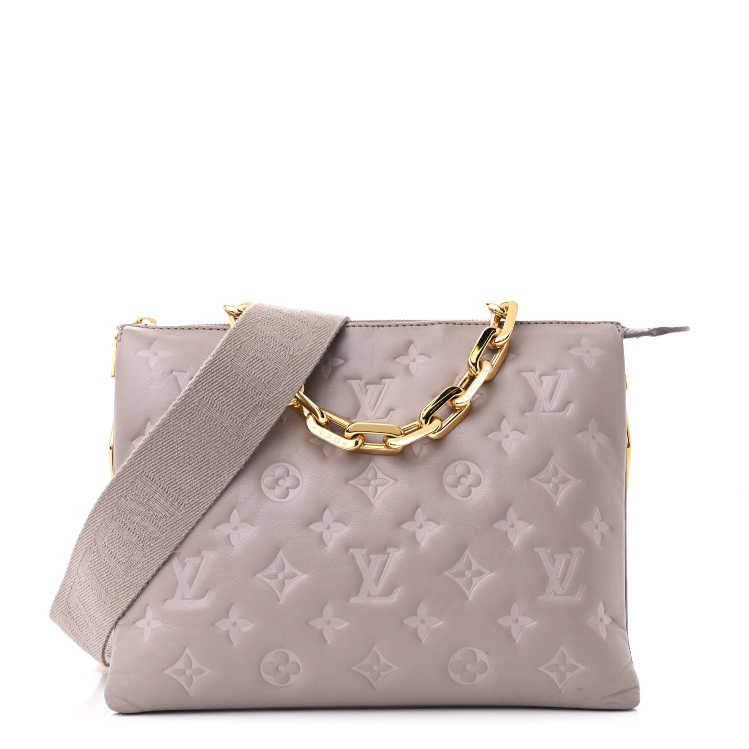 Louis Vuitton Lambskin Embossed Monogram Coussin PM Gris 1 of 12
