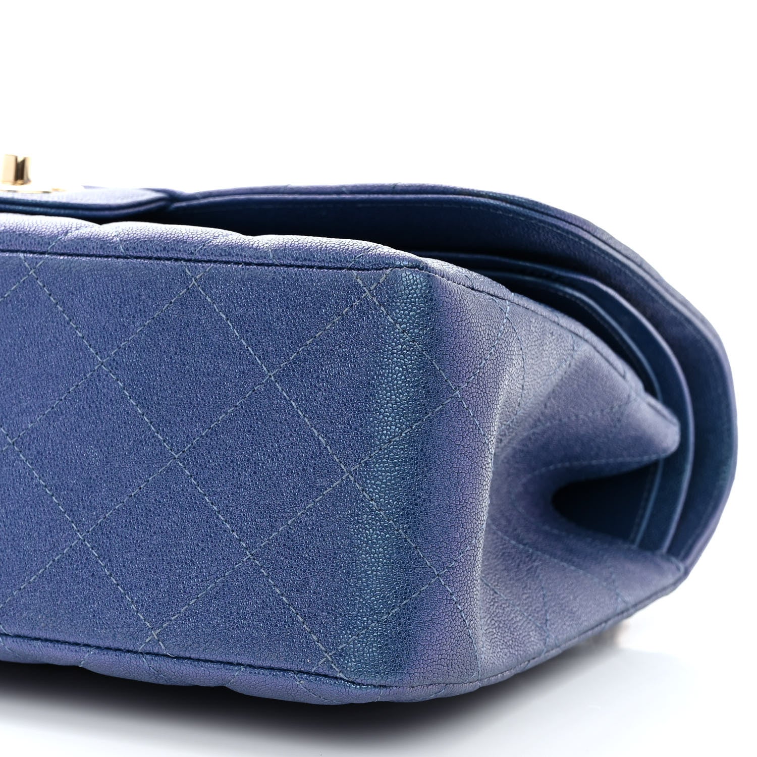 Chanel Iridescent Caviar Quilted Jumbo Double Flap Dark Blue 10 of 11