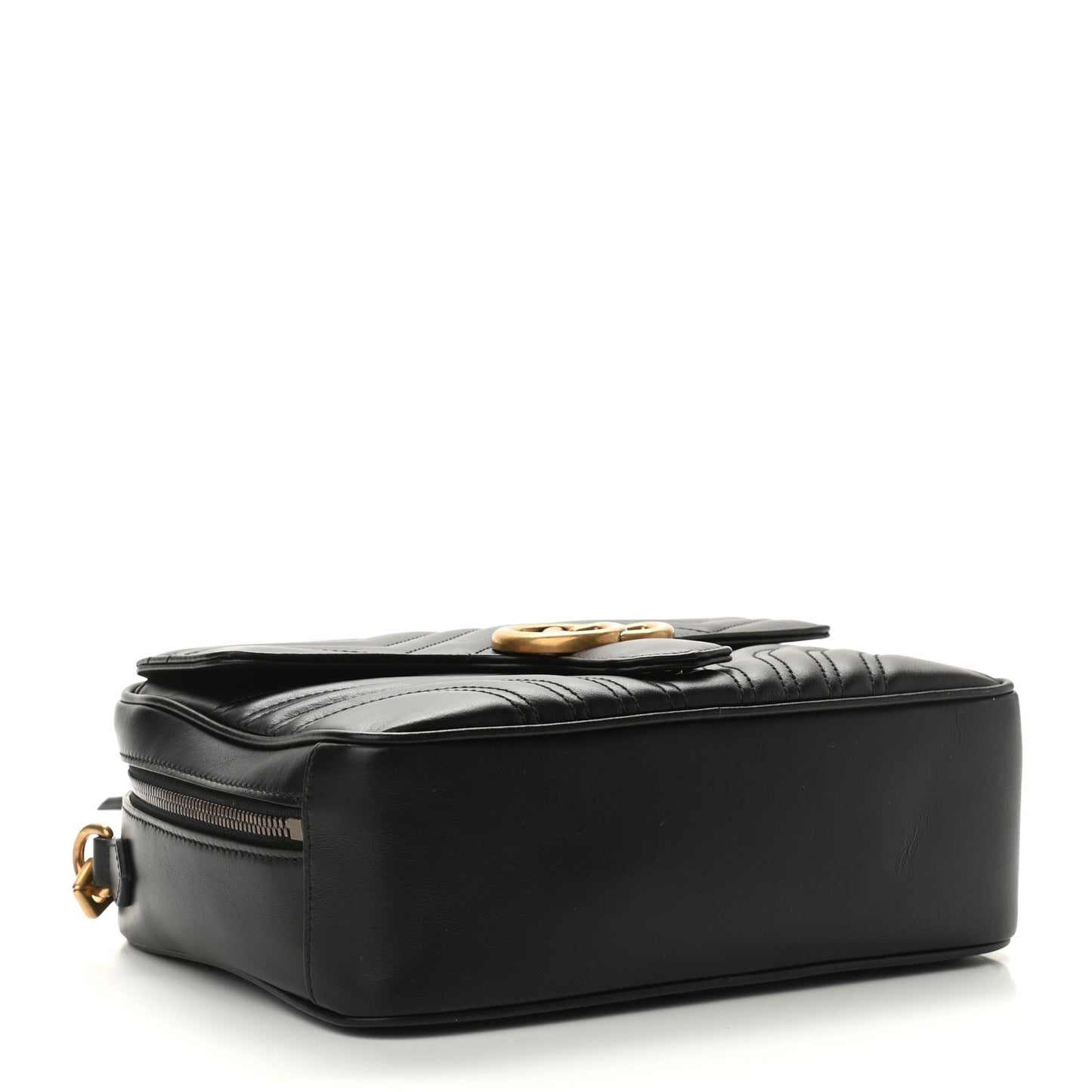 Calfskin Matelasse Sylvie Web Small GG Marmont Top Handle Shoulder Bag Black