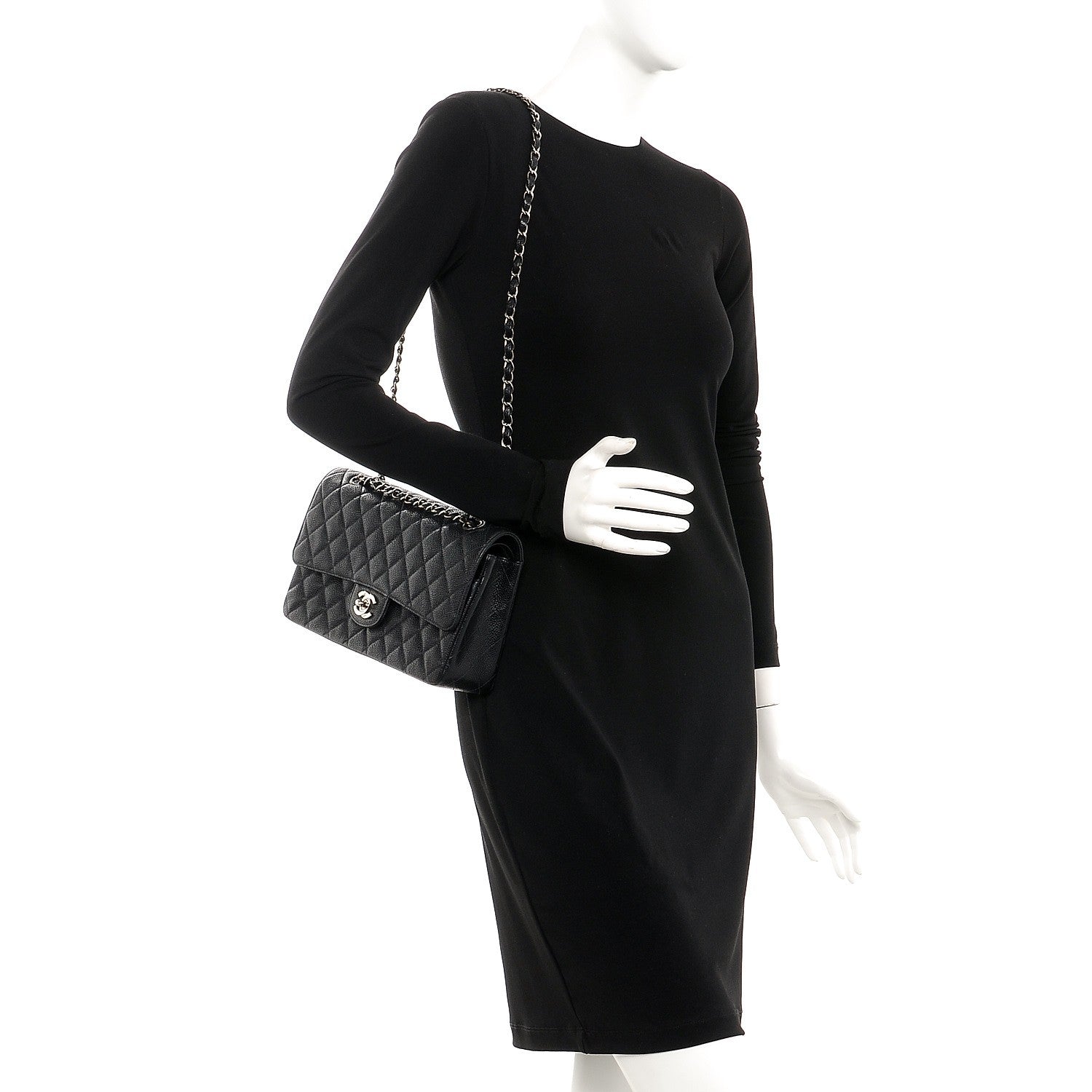 Chanel Caviar Quilted Medium Double Flap Black 2 of 8