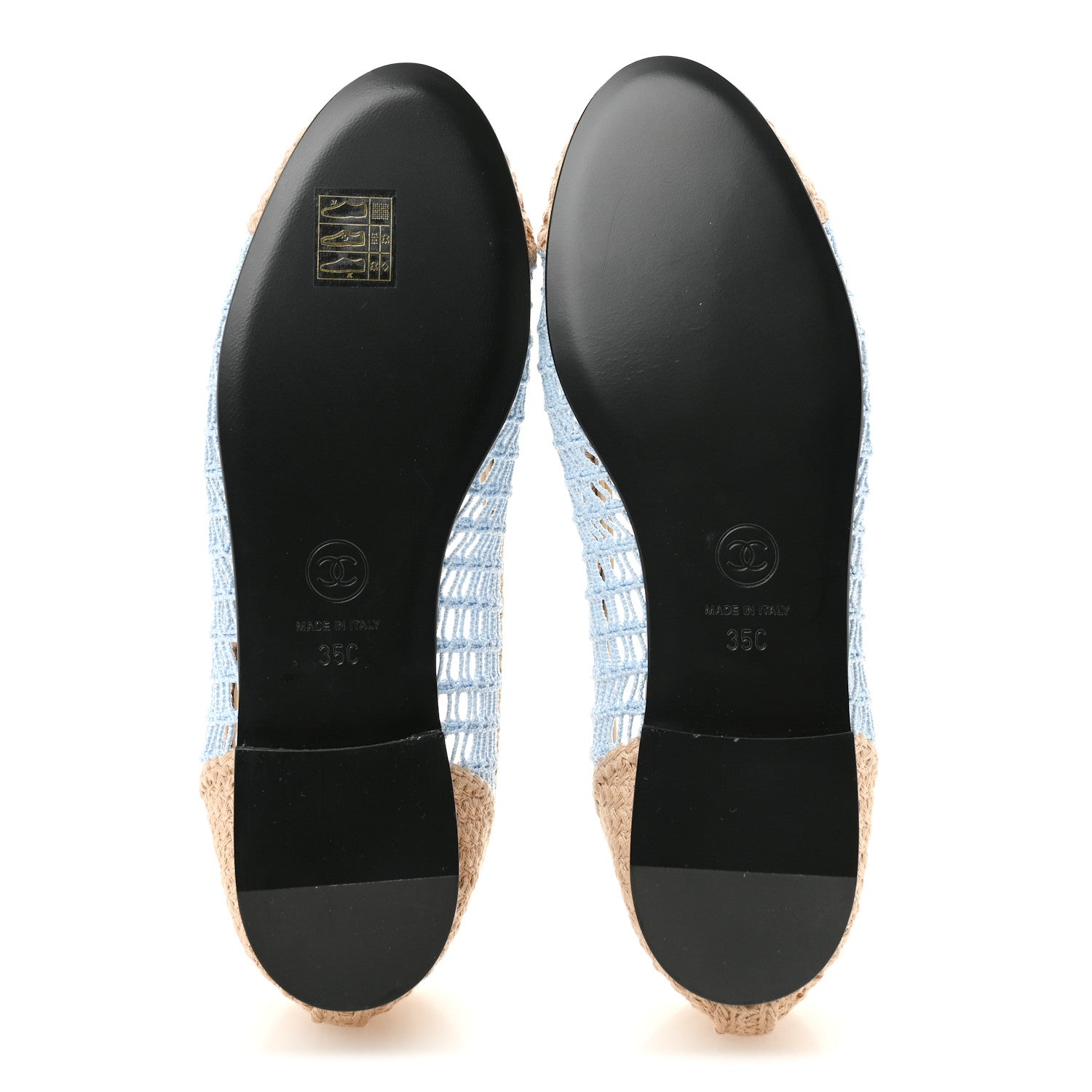 Chanel Raffia CC Cap Toe Ballerina Flats 35 Blue Beige 6 of 10