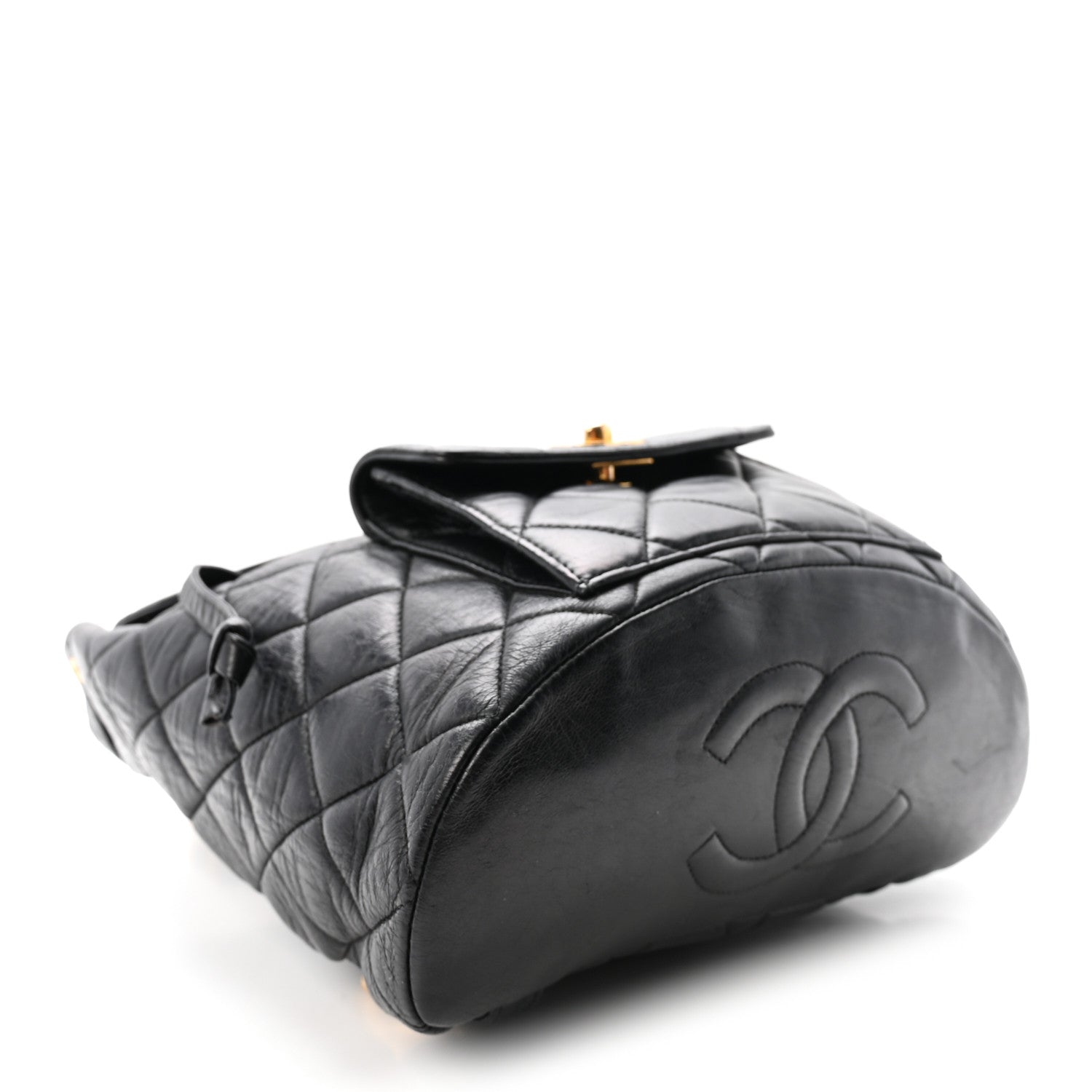 Chanel Lambskin Quilted Drawstring Backpack Black 4 of 12