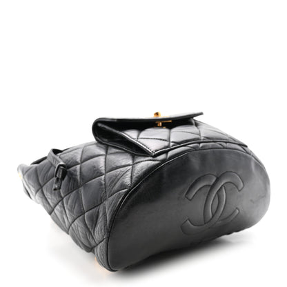 Chanel Lambskin Quilted Drawstring Backpack Black 4 of 12