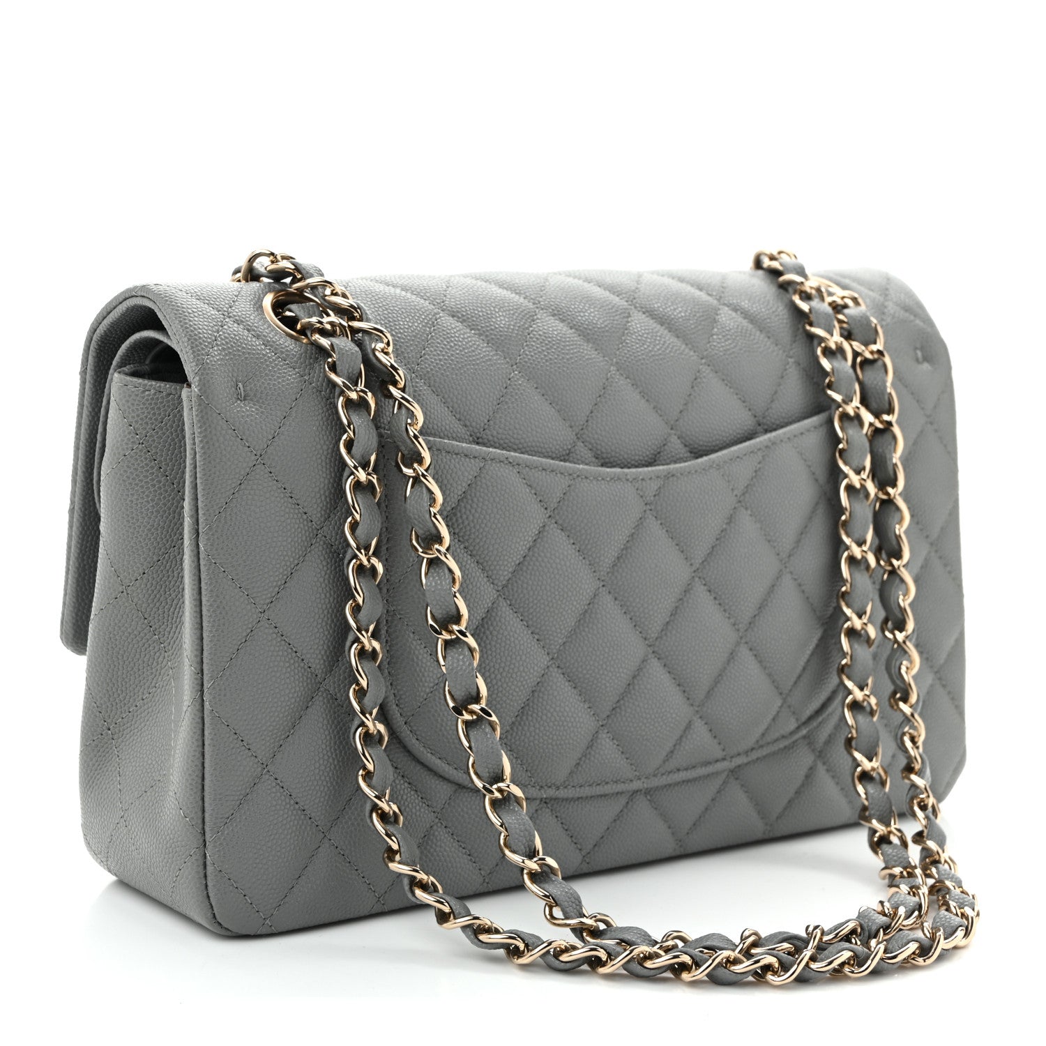 Chanel Caviar Quilted Medium Double Flap Grey 3 of 10