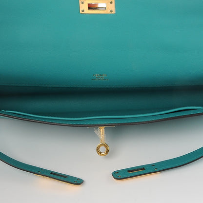 Hermes Swift Kelly Cut Clutch Pochette Bleu Paon 7 of 22