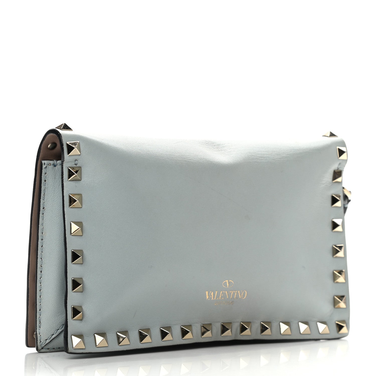 Valentino Garavani Nappa Small Rockstud Wristlet Clutch Pastel Grey 3 of 10